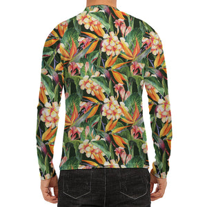 Watercolor Bird Of Paradise Print Men's Long Sleeve Rash Guard