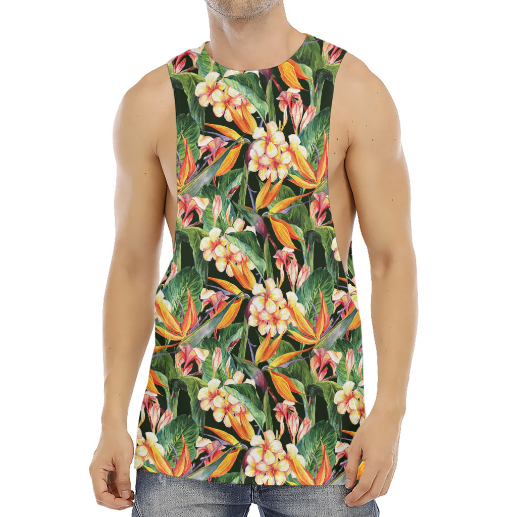 Watercolor Bird Of Paradise Print Men's Muscle Tank Top