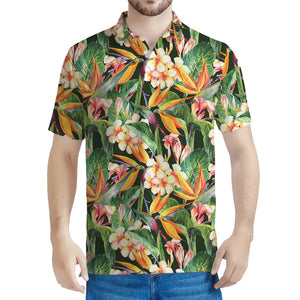 Watercolor Bird Of Paradise Print Men's Polo Shirt