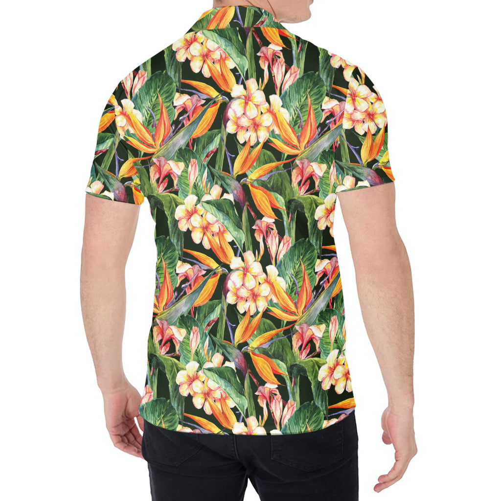 Watercolor Bird Of Paradise Print Men's Shirt