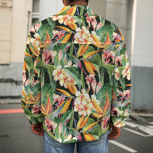 Watercolor Bird Of Paradise Print Men's Shirt Jacket