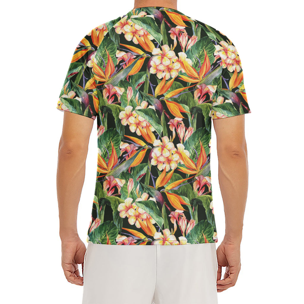 Watercolor Bird Of Paradise Print Men's Short Sleeve Rash Guard