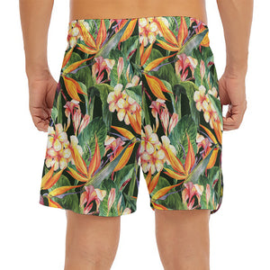 Watercolor Bird Of Paradise Print Men's Split Running Shorts