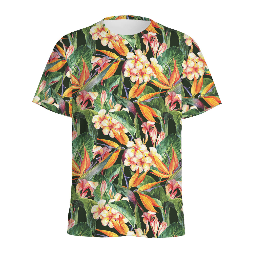 Watercolor Bird Of Paradise Print Men's Sports T-Shirt