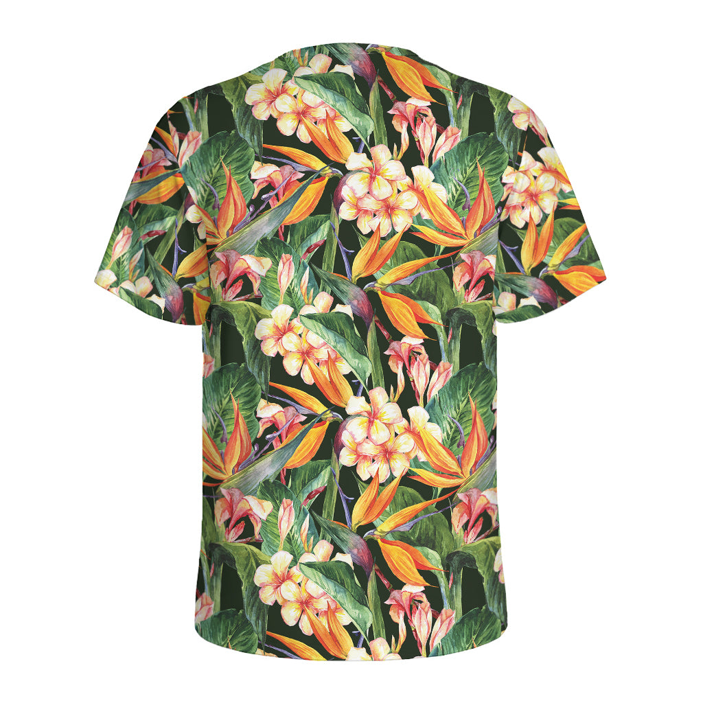 Watercolor Bird Of Paradise Print Men's Sports T-Shirt