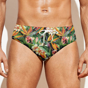 Watercolor Bird Of Paradise Print Men's Swim Briefs