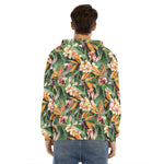 Watercolor Bird Of Paradise Print Men's Velvet Pullover Hoodie