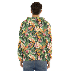 Watercolor Bird Of Paradise Print Men's Velvet Pullover Hoodie