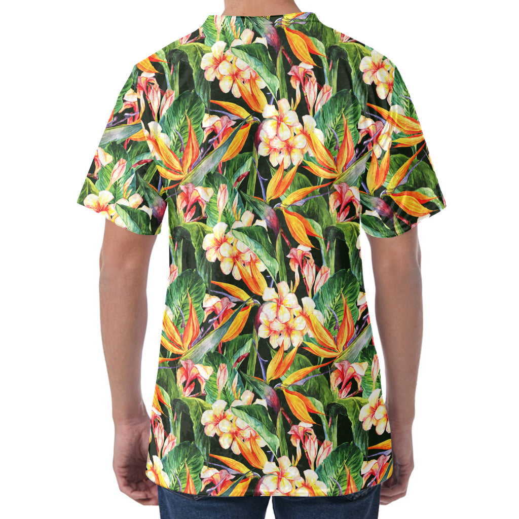 Watercolor Bird Of Paradise Print Men's Velvet T-Shirt