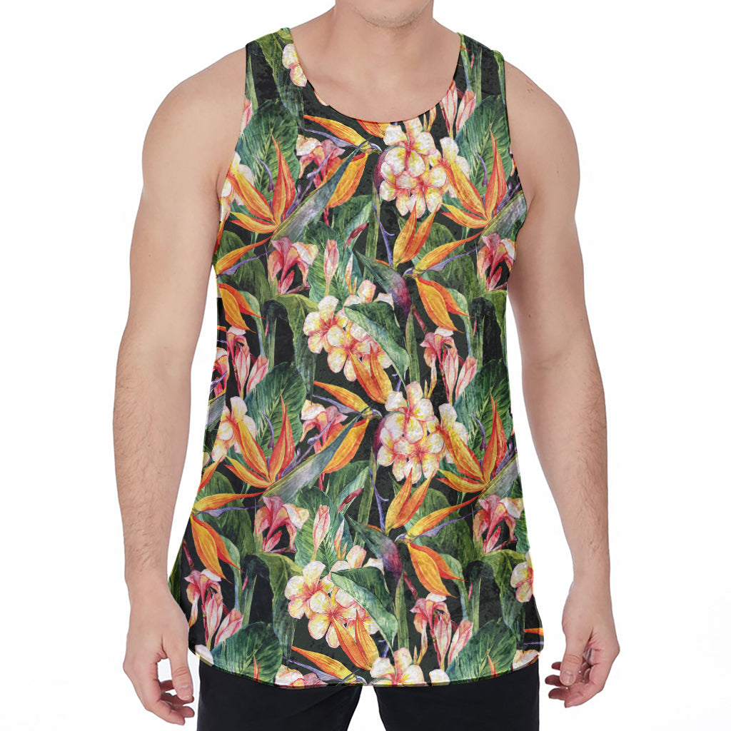 Watercolor Bird Of Paradise Print Men's Velvet Tank Top