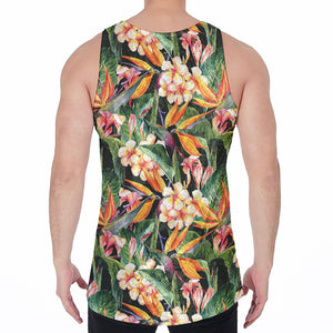 Watercolor Bird Of Paradise Print Men's Velvet Tank Top