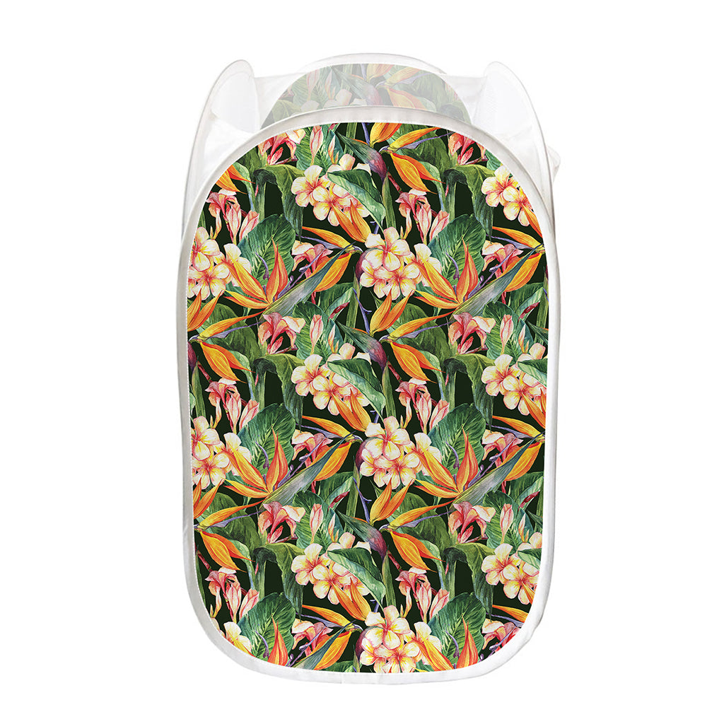 Watercolor Bird Of Paradise Print Mesh Laundry Hamper