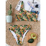 Watercolor Bird Of Paradise Print One Shoulder Bikini Top