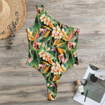 Watercolor Bird Of Paradise Print One Shoulder Bodysuit