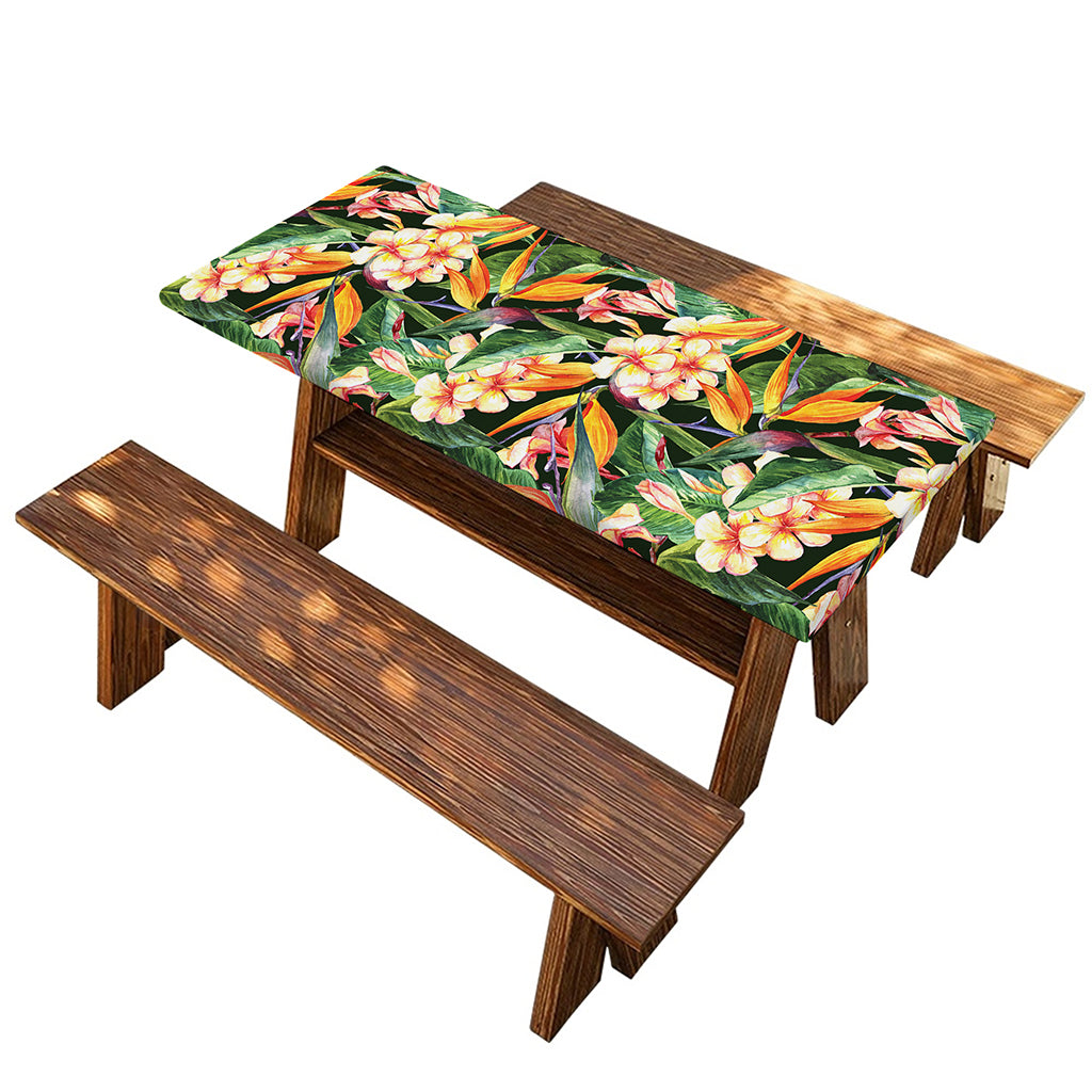 Watercolor Bird Of Paradise Print Picnic Table Cover