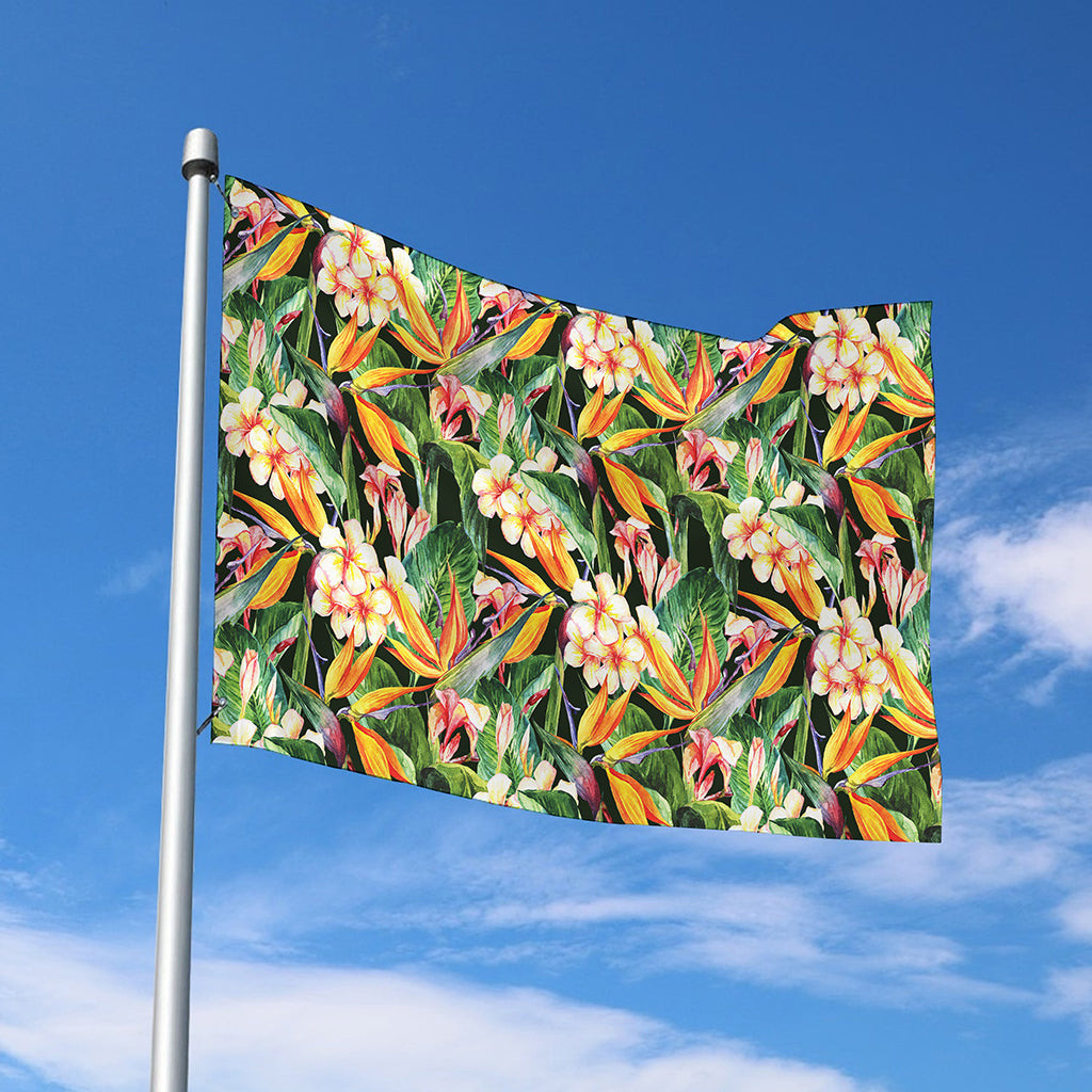 Watercolor Bird Of Paradise Print Polyester Flag