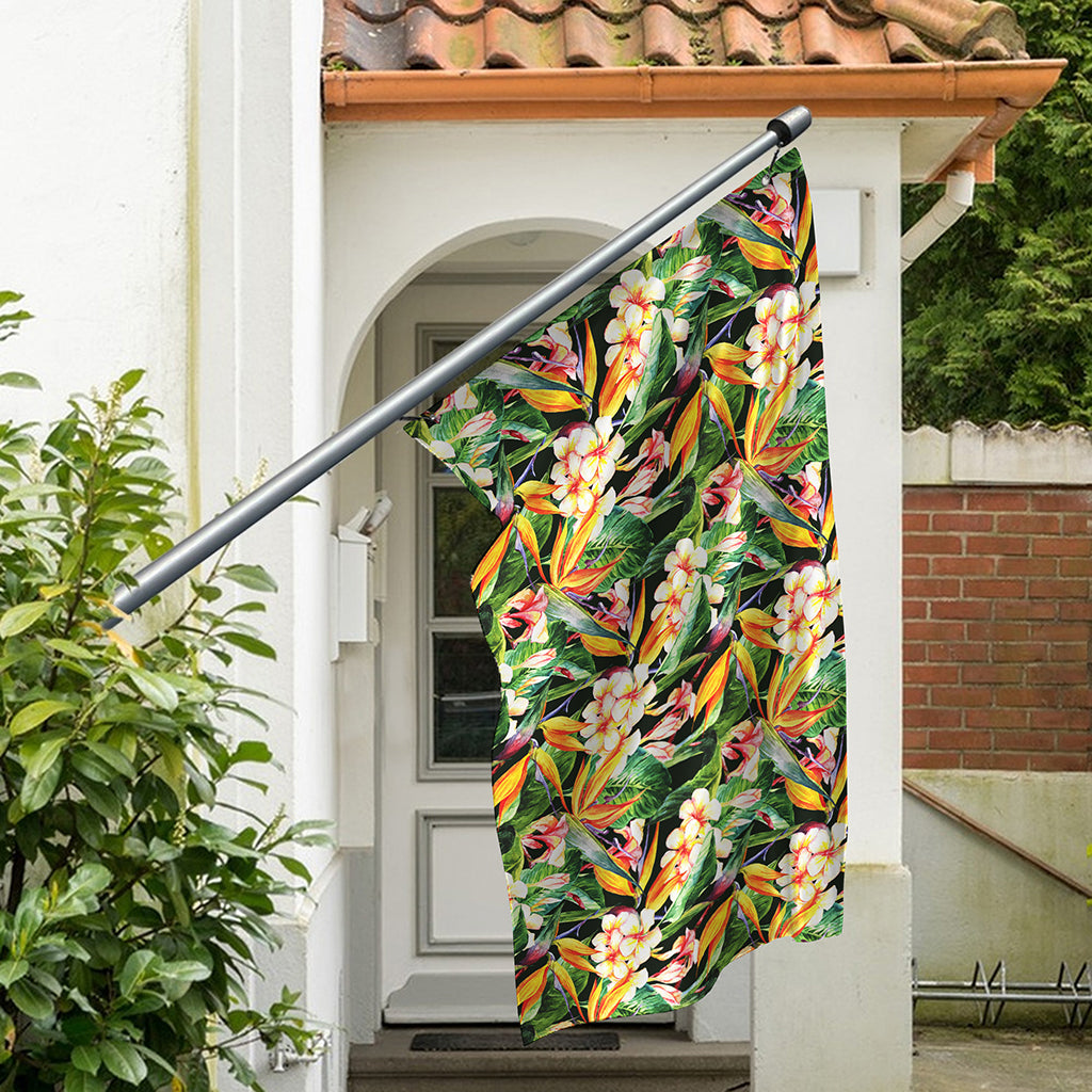 Watercolor Bird Of Paradise Print Polyester Flag