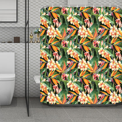Watercolor Bird Of Paradise Print Polyester Shower Curtain