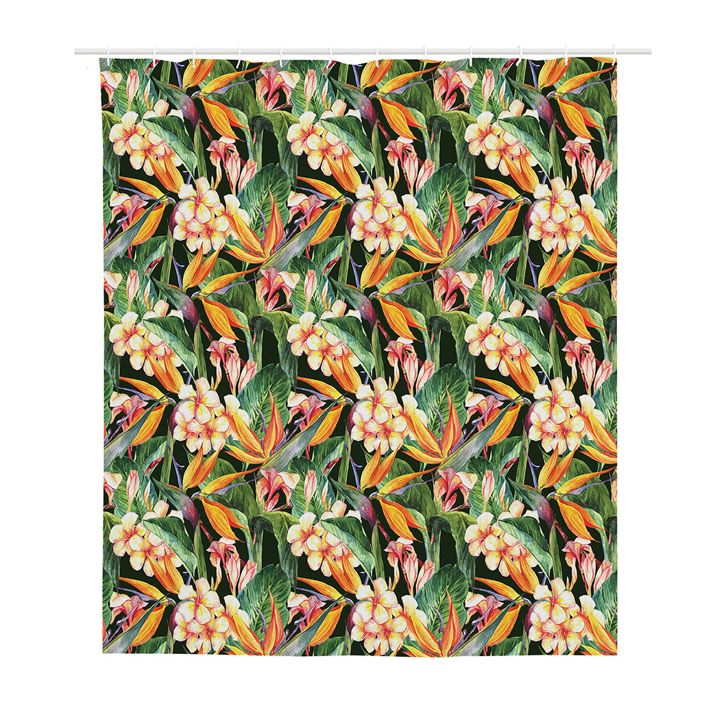 Watercolor Bird Of Paradise Print Polyester Shower Curtain