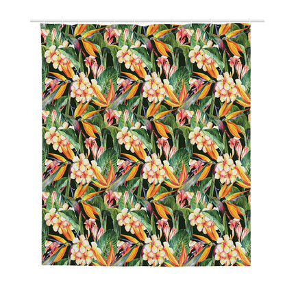 Watercolor Bird Of Paradise Print Polyester Shower Curtain