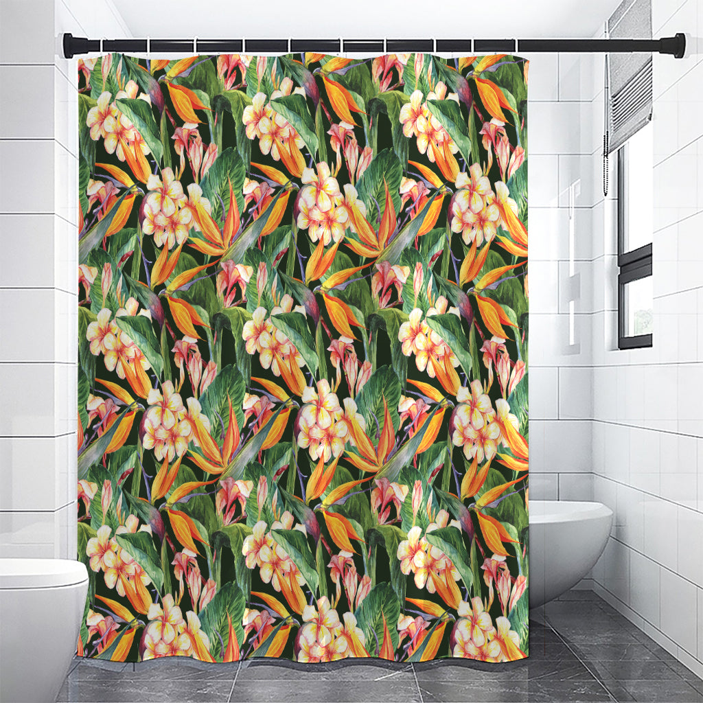 Watercolor Bird Of Paradise Print Premium Shower Curtain