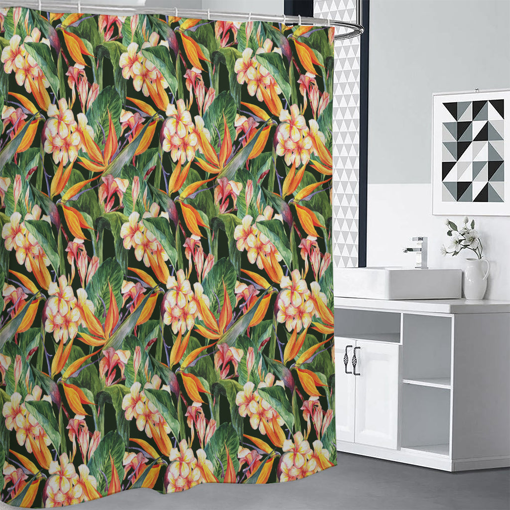 Watercolor Bird Of Paradise Print Premium Shower Curtain