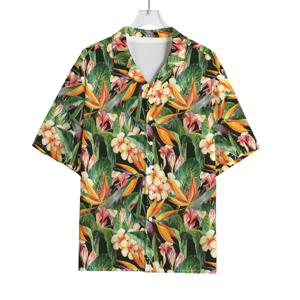 Watercolor Bird Of Paradise Print Rayon Hawaiian Shirt