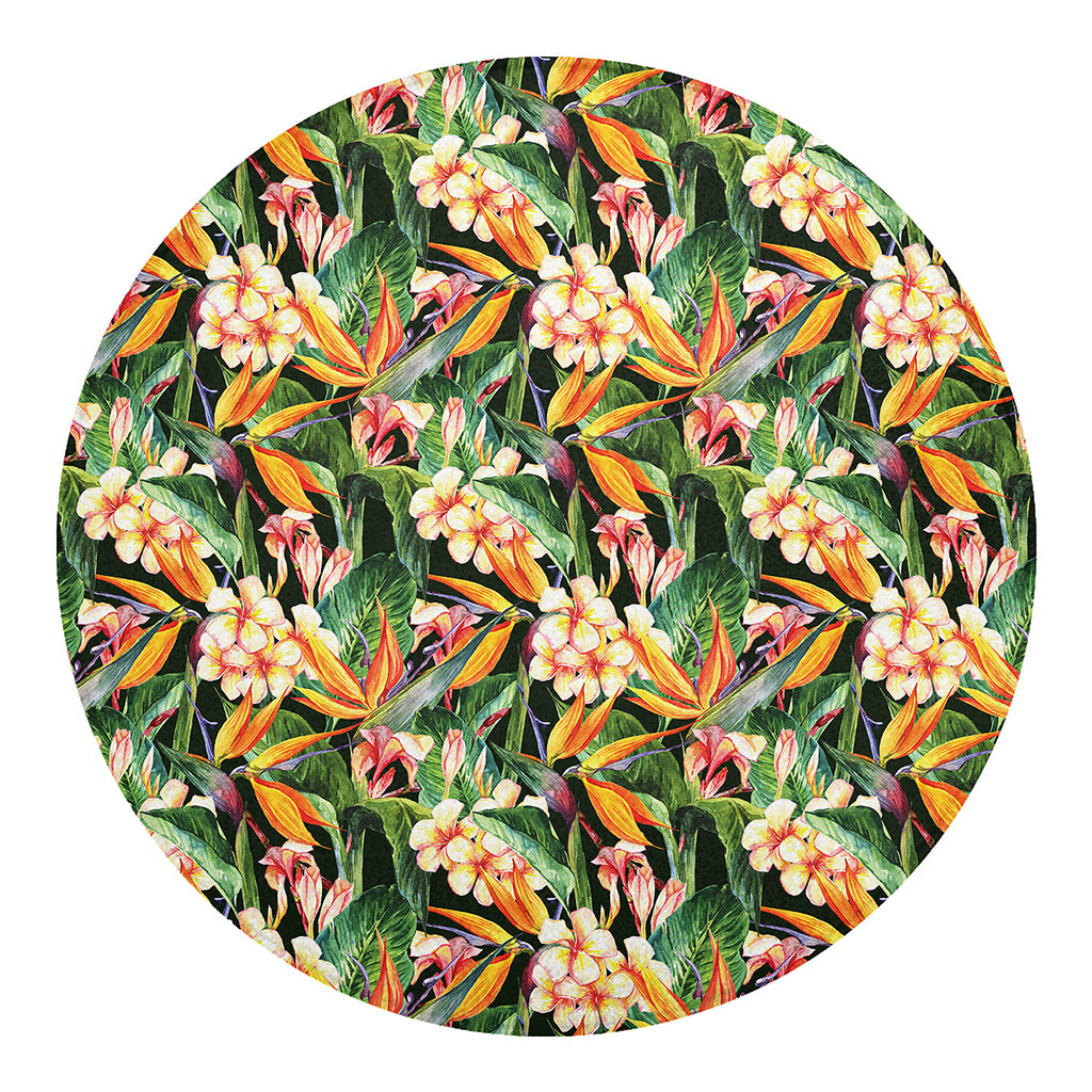 Watercolor Bird Of Paradise Print Round Blanket