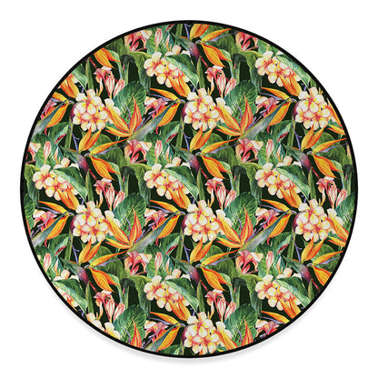 Watercolor Bird Of Paradise Print Round Floor Mat