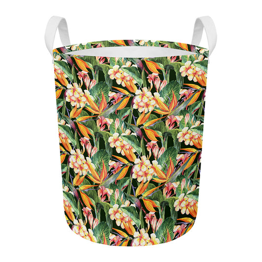 Watercolor Bird Of Paradise Print Round Laundry Basket
