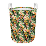 Watercolor Bird Of Paradise Print Round Laundry Basket