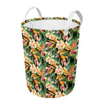 Watercolor Bird Of Paradise Print Round Laundry Basket