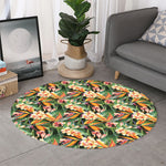 Watercolor Bird Of Paradise Print Round Rug