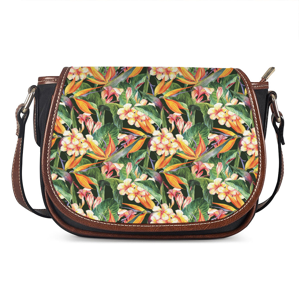 Watercolor Bird Of Paradise Print Saddle Bag