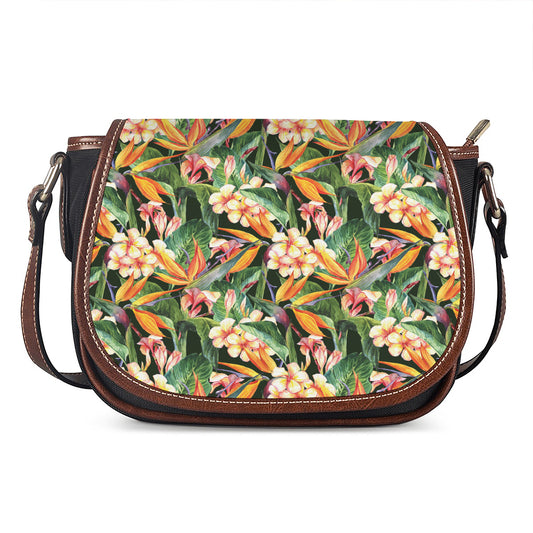 Watercolor Bird Of Paradise Print Saddle Bag