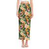 Watercolor Bird Of Paradise Print Side Slit Maxi Skirt