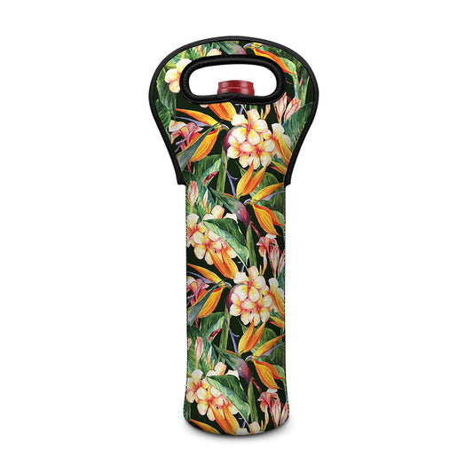 Watercolor Bird Of Paradise Print Single Neoprene Wine Tote