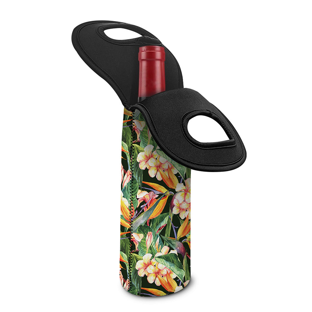 Watercolor Bird Of Paradise Print Single Neoprene Wine Tote