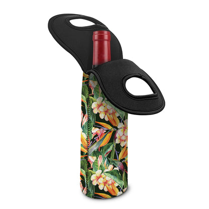 Watercolor Bird Of Paradise Print Single Neoprene Wine Tote