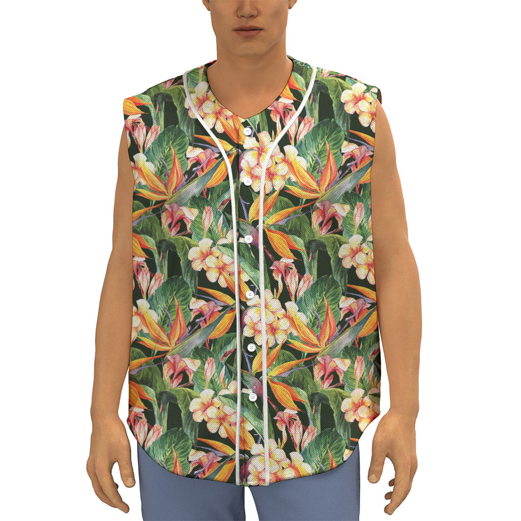 Watercolor Bird Of Paradise Print Sleeveless Baseball Jersey