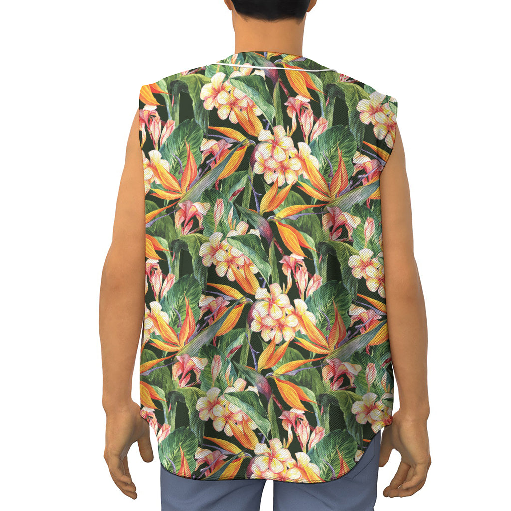 Watercolor Bird Of Paradise Print Sleeveless Baseball Jersey