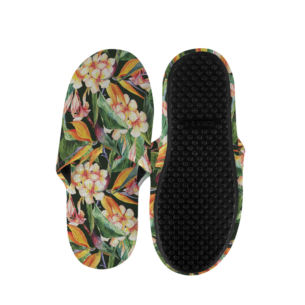 Watercolor Bird Of Paradise Print Slippers