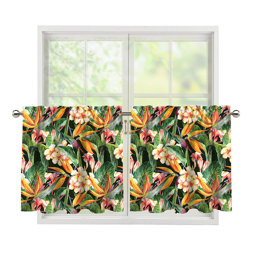 Watercolor Bird Of Paradise Print Tier Curtains