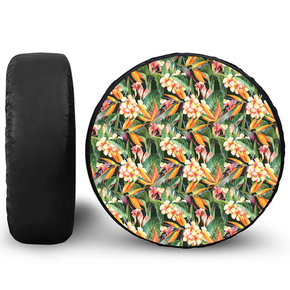 Watercolor Bird Of Paradise Print Tire Cover