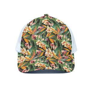 Watercolor Bird Of Paradise Print White Mesh Trucker Cap