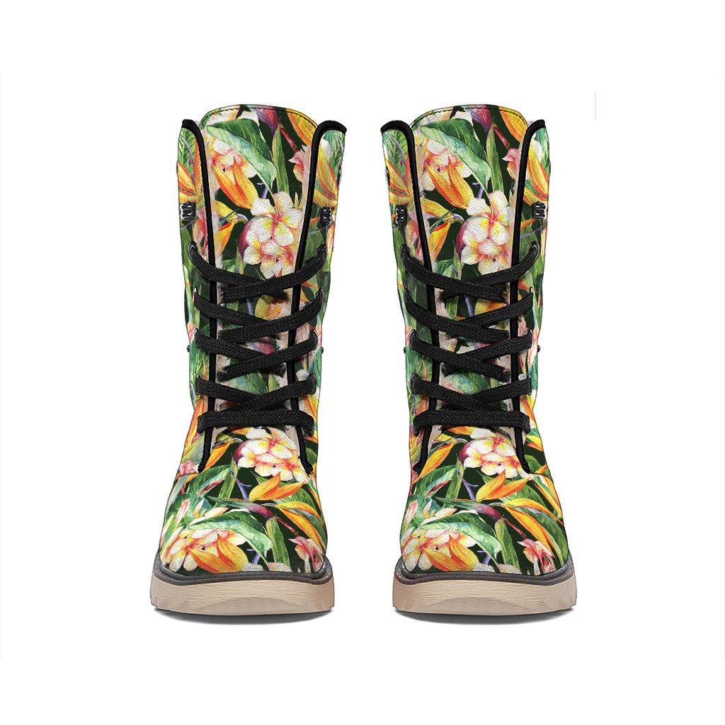 Watercolor Bird Of Paradise Print Winter Boots