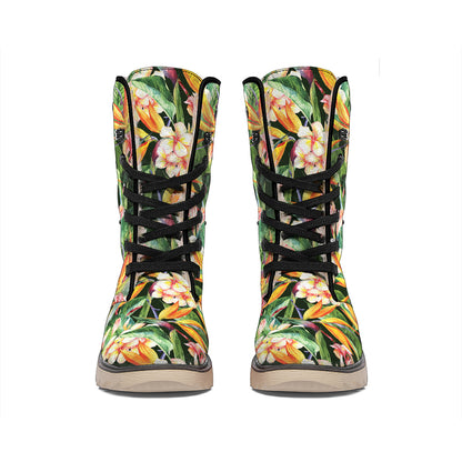Watercolor Bird Of Paradise Print Winter Boots