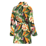 Watercolor Bird Of Paradise Print Women's Bathrobe