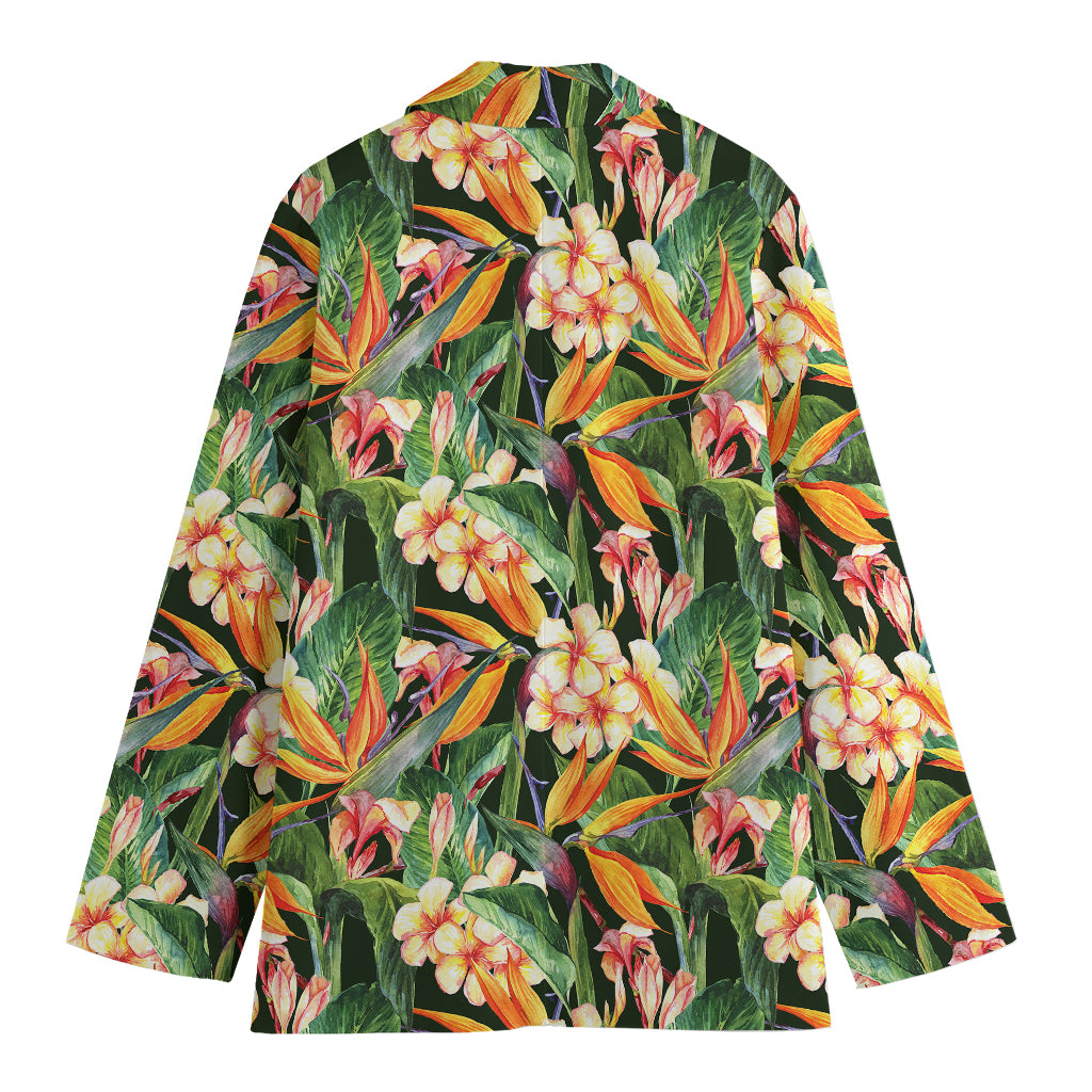 Watercolor Bird Of Paradise Print Women's Blazer