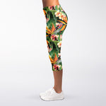 Watercolor Bird Of Paradise Print Women's Capri Leggings